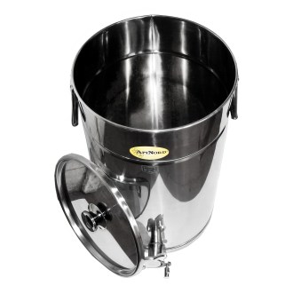 Abfüllkübel 50 kg aus Edelstahl-Ausgießer